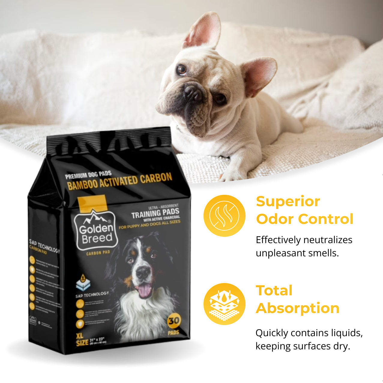 Ultra Absorbent Dog Training Pads with Activated Carbon